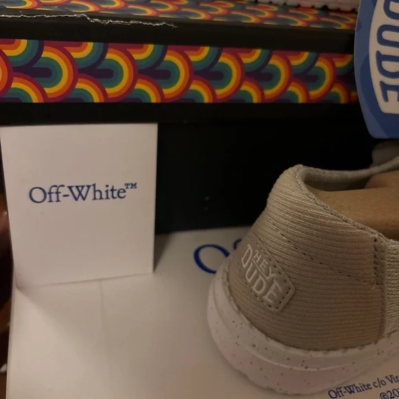Off-White Beige and White Casual Sneakers
